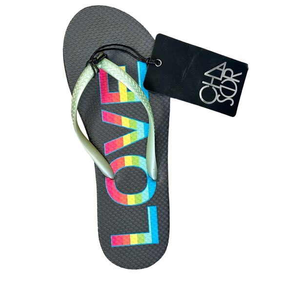 Chaser Women’s One Love Flip Flop Black Rubber Sandals Size S (36/37) NWT - Picture 5 of 6